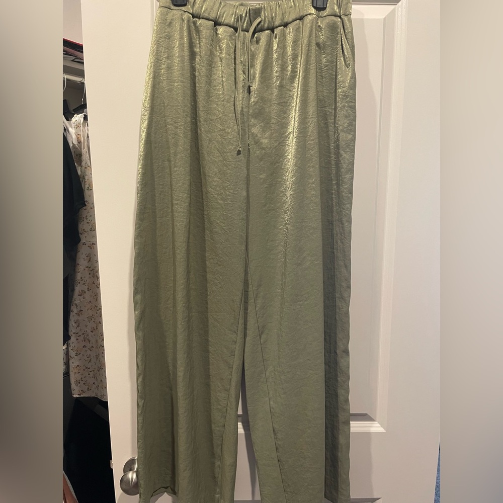 Olive Green Woman’s Palazzo Pants